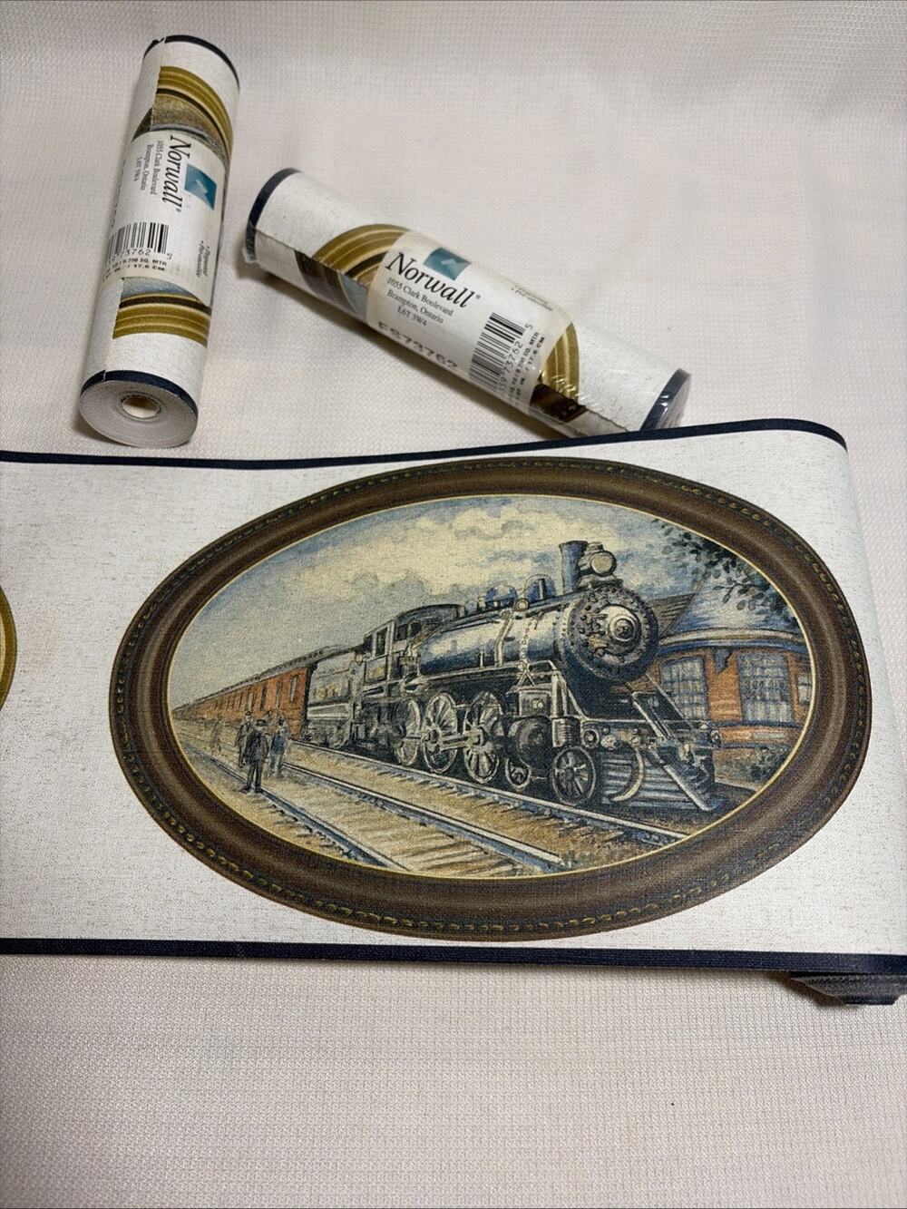 Norwall Vintage Train Wallpaper Border FS73762 Steam Locomotive Lot of 3 Rolls